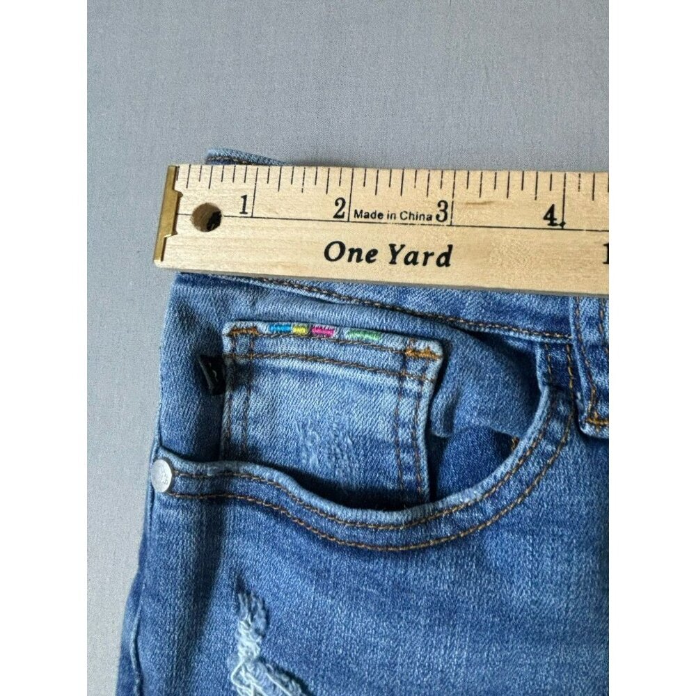 Judy Blue Mid Rise Skinny Jeans Womens 11/30 Blue Stretch Embroidered Distressed - Picture 6 of 10